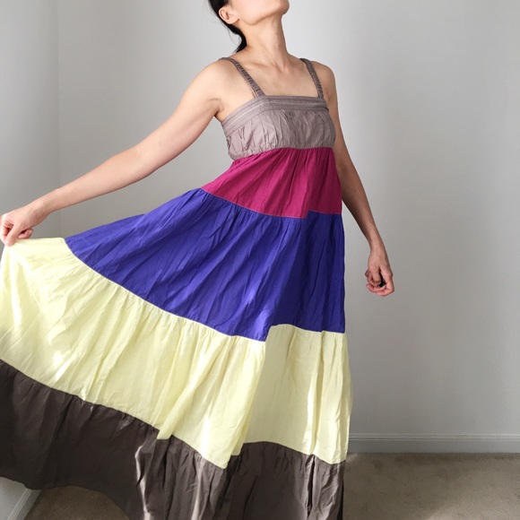 MANGO MNG RESORT COLOR BLOCK MAXI DRESS - Picture 2 of 2